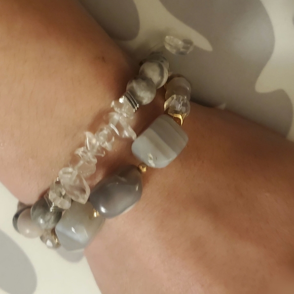 Genuine gemstone stacking bracelets crystal agate - Picture 3 of 4